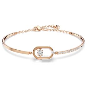 Bracelet Una, taille ronde, forme ovale, blanc, plaqué or rose