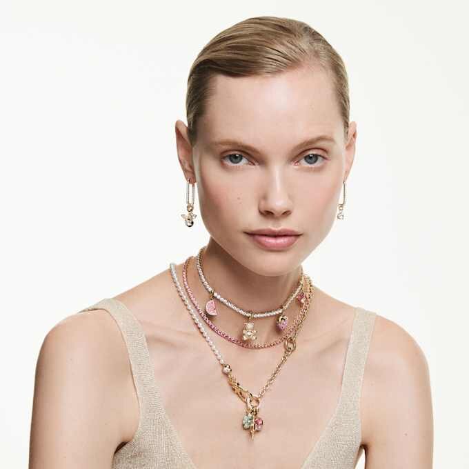 Charm Idyllia à tailles variées, pastèque, multicolore, plaqué or