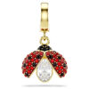 Breloque Idyllia à tailles variées, coccinelle, rouge, plaqué or