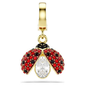 Breloque Idyllia à tailles variées, coccinelle, rouge, plaqué or