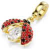 Breloque Idyllia à tailles variées, coccinelle, rouge, plaqué or