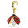Breloque Idyllia à tailles variées, coccinelle, rouge, plaqué or