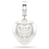 Breloque Idyllia à tailles variées, revêtement couleur perle, cœur, blanc, plaqué rhodium