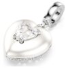 Breloque Idyllia à tailles variées, revêtement couleur perle, cœur, blanc, plaqué rhodium
