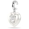 Breloque Idyllia à tailles variées, revêtement couleur perle, cœur, blanc, plaqué rhodium
