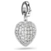 Breloque Idyllia à tailles variées, revêtement couleur perle, cœur, blanc, plaqué rhodium