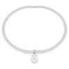 Breloque Idyllia à tailles variées, revêtement couleur perle, cœur, blanc, plaqué rhodium