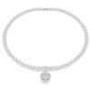 Breloque Idyllia à tailles variées, revêtement couleur perle, cœur, blanc, plaqué rhodium