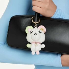 Breloque Teddy Bag Bear, multicolore, plaqué or