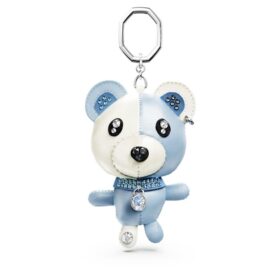 Breloque « Teddy Bag » en forme d’ours, bleue, plaquée rhodium