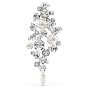 Broche Constella « Crystal Pearl », taille ronde, blanche, plaquée rhodium Broche Constella « Crystal Pearl », taille ronde, blanche, plaquée rhodium