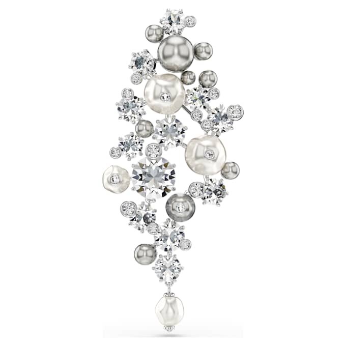 Broche Constella « Crystal Pearl », taille ronde, blanche, plaquée rhodium Broche Constella « Crystal Pearl », taille ronde, blanche, plaquée rhodium