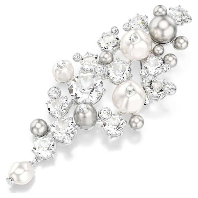 Broche Constella « Crystal Pearl », taille ronde, blanche, plaquée rhodium Broche Constella « Crystal Pearl », taille ronde, blanche, plaquée rhodium