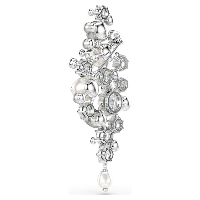 Broche Constella « Crystal Pearl », taille ronde, blanche, plaquée rhodium Broche Constella « Crystal Pearl », taille ronde, blanche, plaquée rhodium