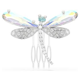 Broche et accessoire pour cheveux Ariana Grande X Swarovski : perle en cristal, tailles variées, libellule, blanc, plaqué rhodium