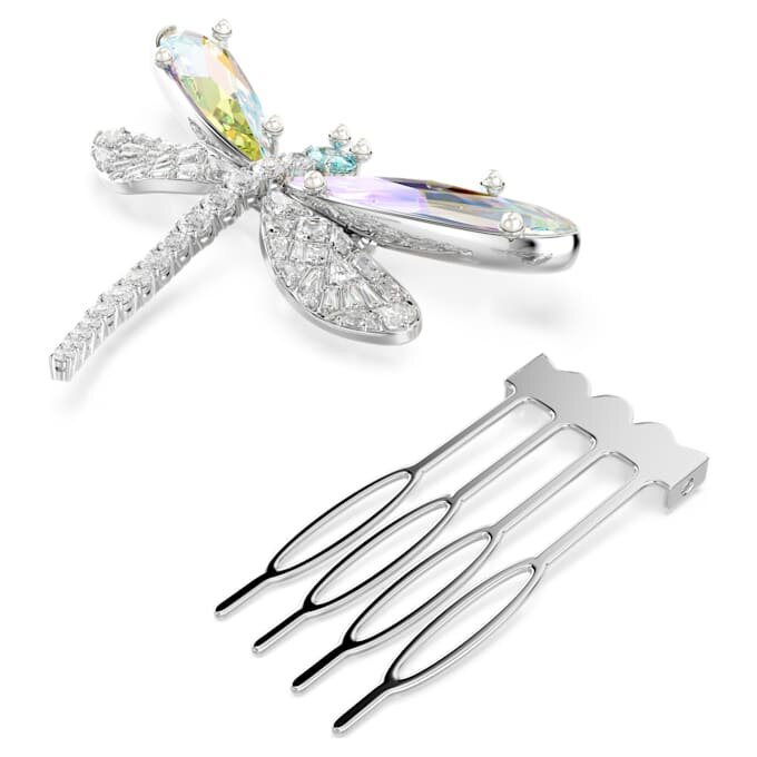 Broche et accessoire pour cheveux Ariana Grande X Swarovski : perle en cristal, tailles variées, libellule, blanc, plaqué rhodium Broche et accessoire pour cheveux Ariana Grande X Swarovski : perle en cristal, tailles variées, libellule, blanc, plaqué rhodium
