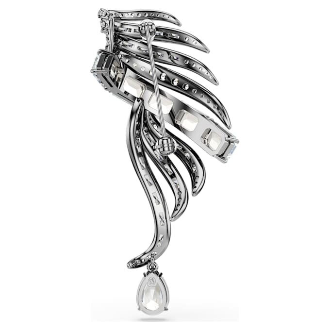 Broche « Feather » de la collection Vienna, blanche, plaquée ruthénium Broche « Feather » de la collection Vienna, blanche, plaquée ruthénium