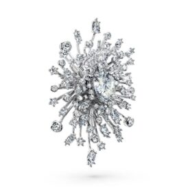 Broche « Galaxy » avec diamants synthétiques de 15,71 carats au total, formes variées, or blanc 18 carats