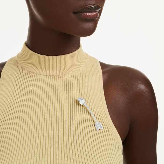 Broche Idyllia, tailles variées, flèche, blanche, plaquée rhodium Broche Idyllia, tailles variées, flèche, blanche, plaquée rhodium