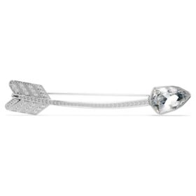 Broche Idyllia, tailles variées, flèche, blanche, plaquée rhodium