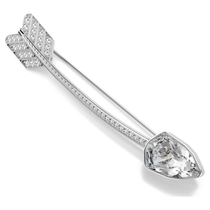 Broche Idyllia, tailles variées, flèche, blanche, plaquée rhodium Broche Idyllia, tailles variées, flèche, blanche, plaquée rhodium