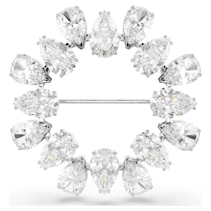 Broche Matrix taille poire, blanche, plaquée rhodium Broche Matrix taille poire, blanche, plaquée rhodium