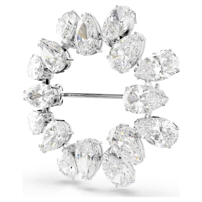 Broche Matrix taille poire, blanche, plaquée rhodium Broche Matrix taille poire, blanche, plaquée rhodium