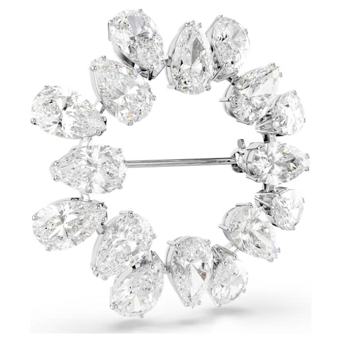 Broche Matrix taille poire, blanche, plaquée rhodium Broche Matrix taille poire, blanche, plaquée rhodium