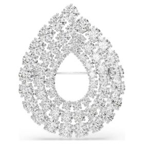 Broche Matrix, taille ronde, blanche, plaquée rhodium Broche Matrix, taille ronde, blanche, plaquée rhodium
