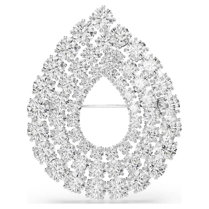 Broche Matrix, taille ronde, blanche, plaquée rhodium Broche Matrix, taille ronde, blanche, plaquée rhodium