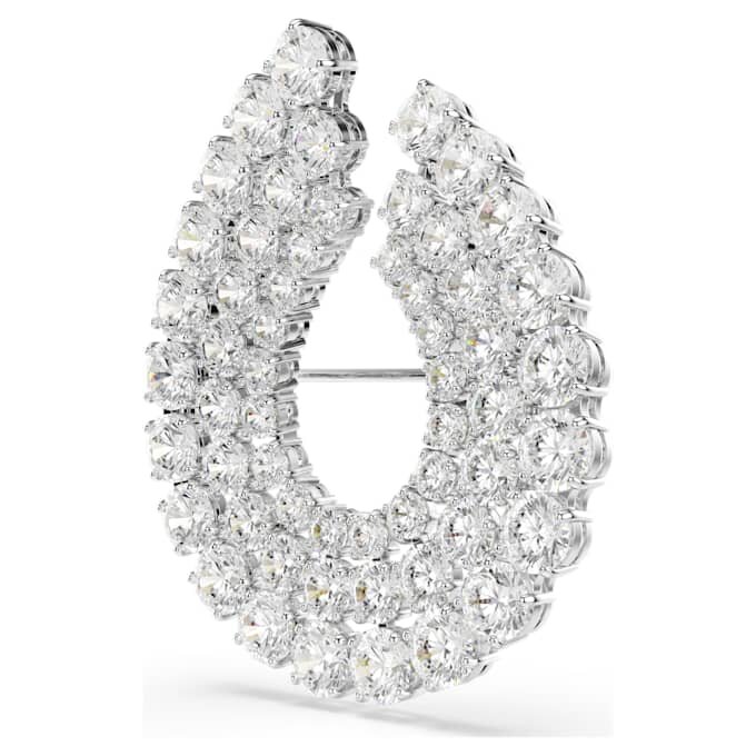 Broche Matrix, taille ronde, blanche, plaquée rhodium Broche Matrix, taille ronde, blanche, plaquée rhodium
