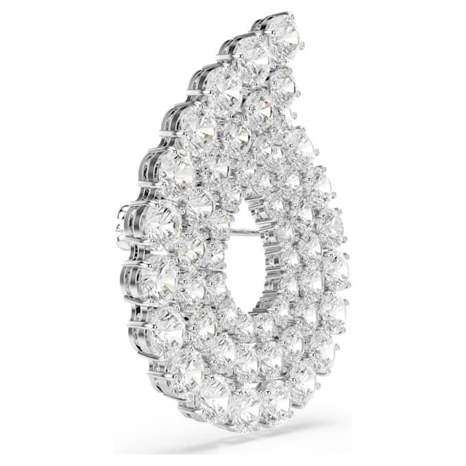Broche Matrix, taille ronde, blanche, plaquée rhodium Broche Matrix, taille ronde, blanche, plaquée rhodium