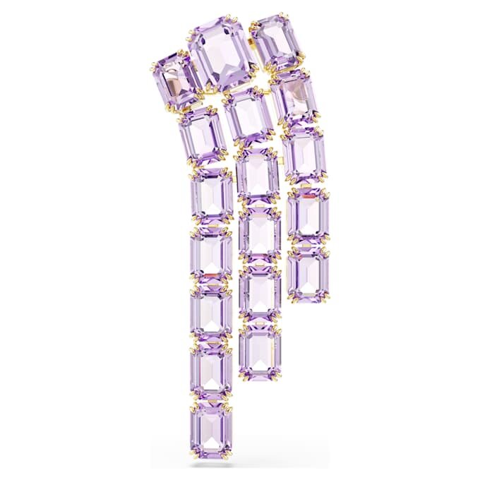 Broche Millenia, taille octogonale, violette, plaquée or Broche Millenia, taille octogonale, violette, plaquée or