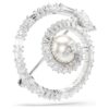 Broche Serpent en cristal et perles, tailles variées, Année du Serpent, blanc, plaqué rhodium Broche Serpent en cristal et perles, tailles variées, Année du Serpent, blanc, plaqué rhodium