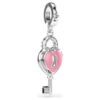 Charm Idyllia à tailles variées, cœur avec clé, blanc, plaqué rhodium Charm Idyllia à tailles variées, cœur avec clé, blanc, plaqué rhodium