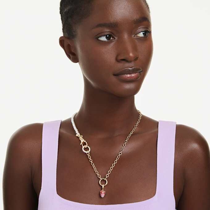 Charm Idyllia, tailles variées, fraise, rouge, plaqué or Charm Idyllia, tailles variées, fraise, rouge, plaqué or