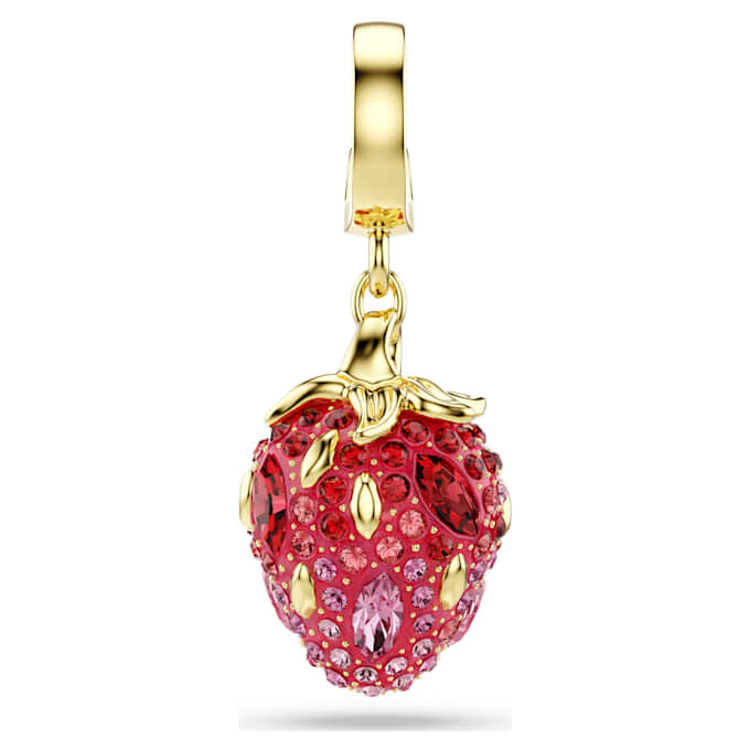 Charm Idyllia, tailles variées, fraise, rouge, plaqué or Charm Idyllia, tailles variées, fraise, rouge, plaqué or