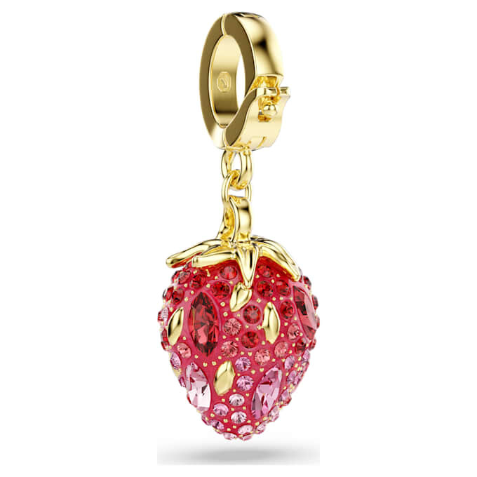 Charm Idyllia, tailles variées, fraise, rouge, plaqué or Charm Idyllia, tailles variées, fraise, rouge, plaqué or