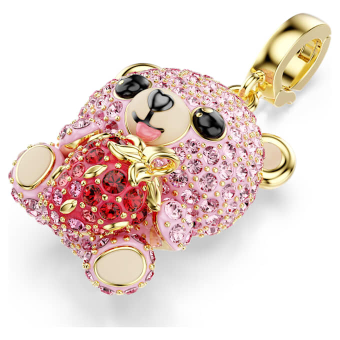 Charm Idyllia à tailles variées, ours en peluche, rose, plaqué or Charm Idyllia à tailles variées, ours en peluche, rose, plaqué or