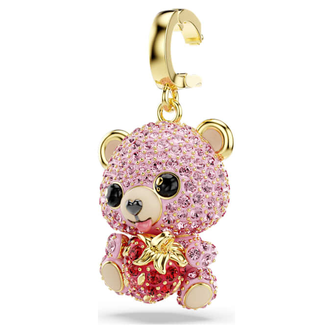 Charm Idyllia à tailles variées, ours en peluche, rose, plaqué or Charm Idyllia à tailles variées, ours en peluche, rose, plaqué or