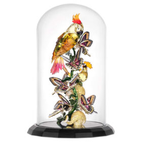 Cloche en verre « Idyllia » : oiseaux et papillons