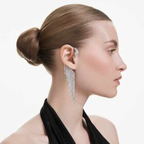 Collection « The Vienna Collection » – Boucles d’oreilles « Swan », blanches, plaquées ruthénium