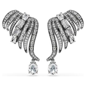 Collection Vienna – Ear Cuffs « Feather », blanc, plaqué ruthénium