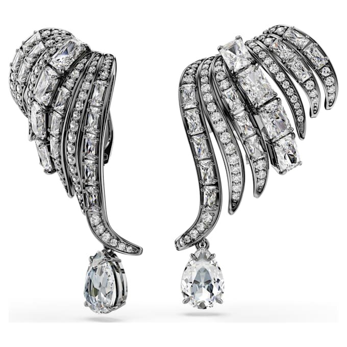 Collection Vienna – Ear Cuffs « Feather », blanc, plaqué ruthénium Collection Vienna – Ear Cuffs « Feather », blanc, plaqué ruthénium
