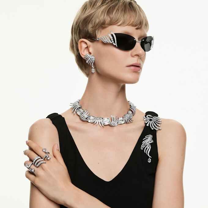 Collier « Feather » de la collection « The Vienna Collection », blanc, plaqué ruthénium Collier « Feather » de la collection « The Vienna Collection », blanc, plaqué ruthénium