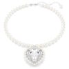 Collier Ariana Grande X Swarovski Perle en cristal, taille cœur, cœur, blanc, plaqué rhodium