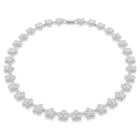 Collier Ariana Grande X Swarovski, taille ronde, fleur, blanc, plaqué rhodium