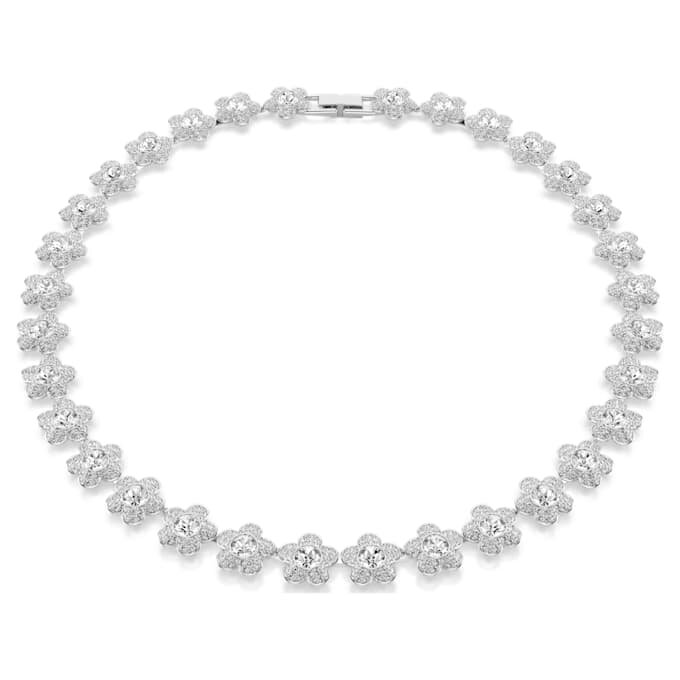 Collier Ariana Grande X Swarovski, taille ronde, fleur, blanc, plaqué rhodium Collier Ariana Grande X Swarovski, taille ronde, fleur, blanc, plaqué rhodium