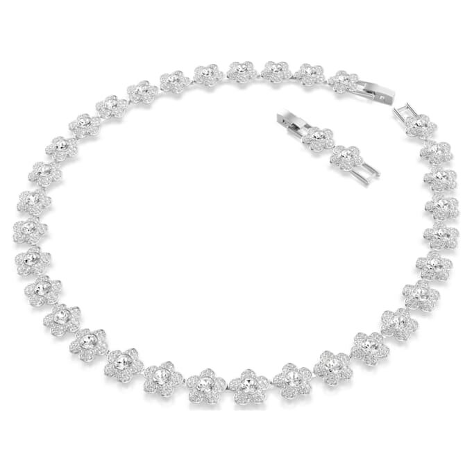 Collier Ariana Grande X Swarovski, taille ronde, fleur, blanc, plaqué rhodium Collier Ariana Grande X Swarovski, taille ronde, fleur, blanc, plaqué rhodium