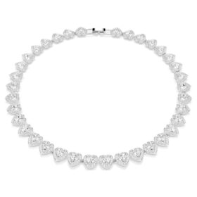 Collier Ariana Grande X Swarovski, tailles variées, cœur, blanc, plaqué rhodium